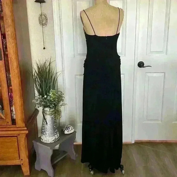 Dave and Jonny Black Long evening dress w/Pearls and Rhinestone detail. - Picture 13 of 16
